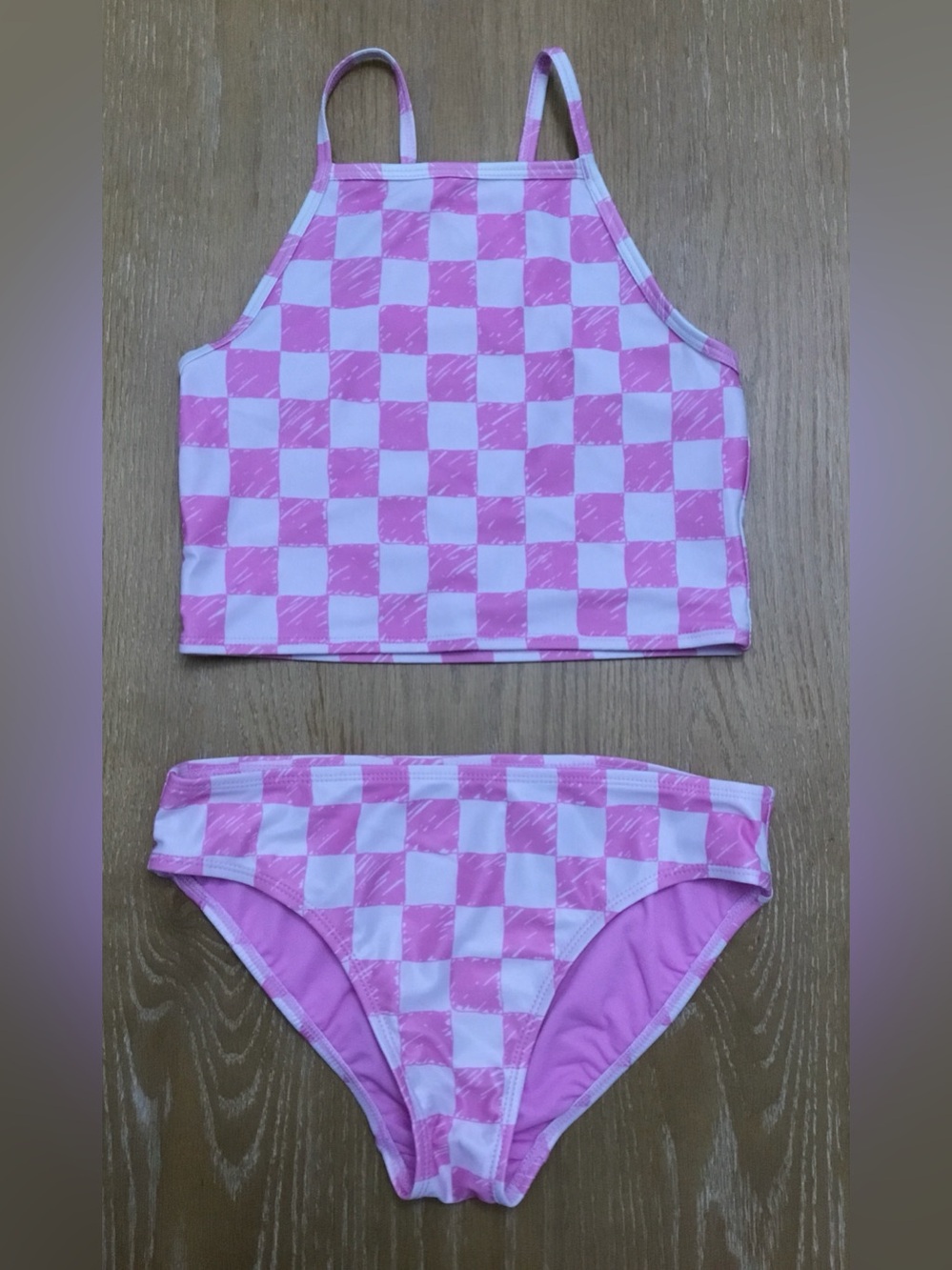 Gap Pink & White Checkered Two-Piece Tank Bikini size L (10-12 Y) - K505